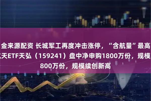 金来源配资 长城军工再度冲击涨停，“含航量”最高的航空航天ETF天弘（159241）盘中净申购1800万份，规模续创新高